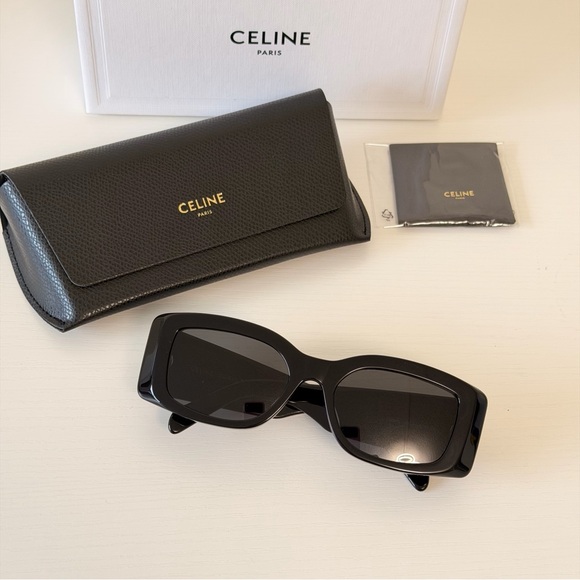 Celine Triomphe Black Sunglasses with Silver Logo, CL40282U 01A, Authentic main image 10